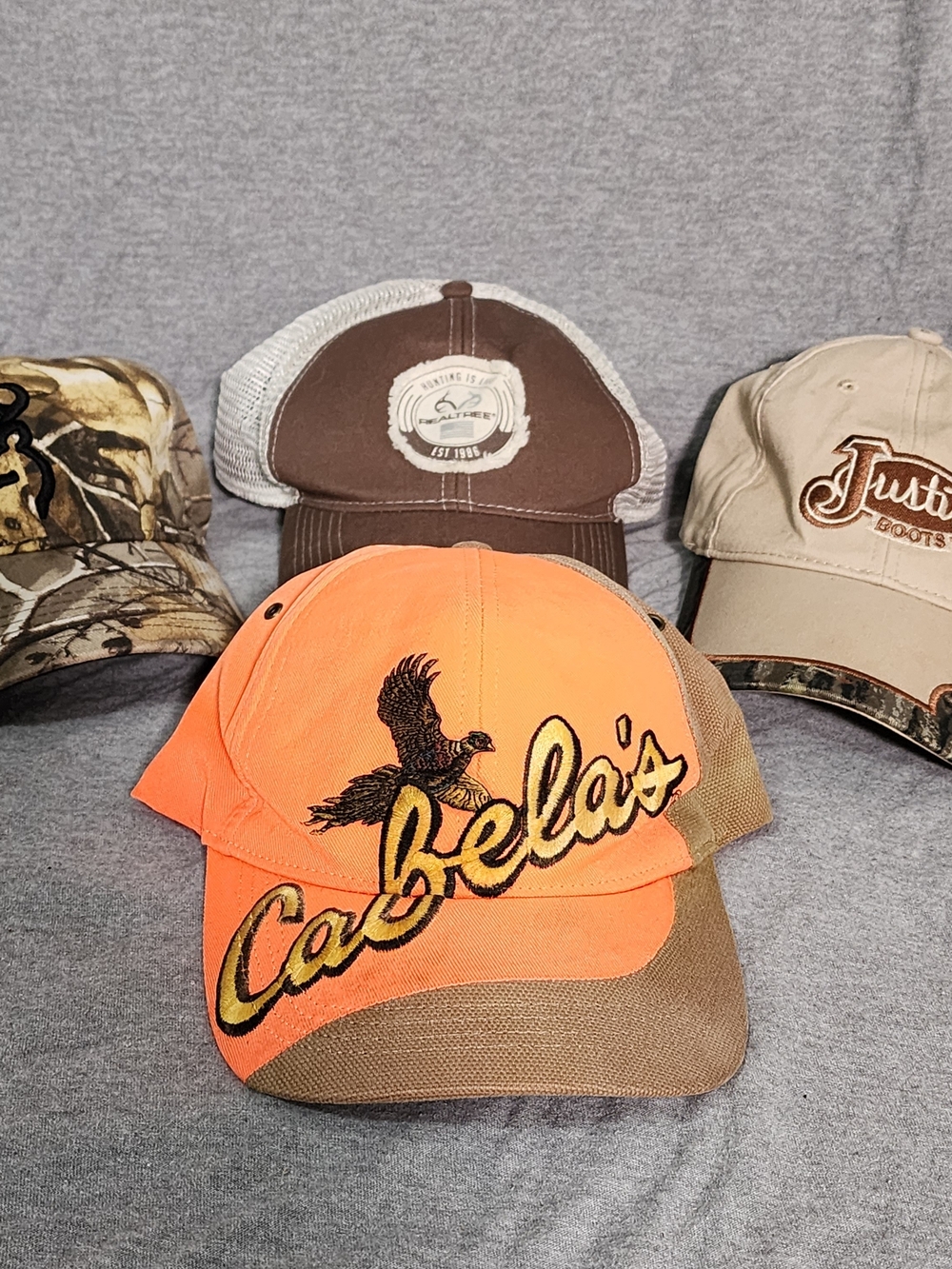 4 Hat Bundle Cabelas Browning Realtree Justin Boots Hunting Camo OSFA